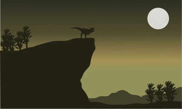 Silhouette von Tyrannosaurus in Klippe — Stockvektor