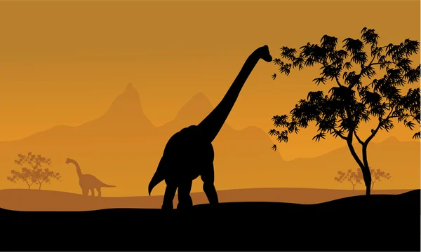 Les silhouettes des dinosaures — Image vectorielle