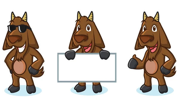 Tmavě hnědá koza maskot pozice — Stockový vektor