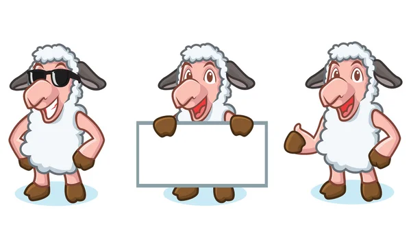 Białe owce maskotka happy — Wektor stockowy