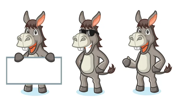 Gris burro mascota feliz — Vector de stock