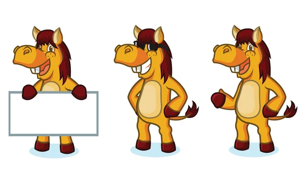 Orange Horse Mascota feliz — Vector de stock