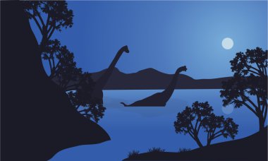 Brachiosaurus su sahne siluet