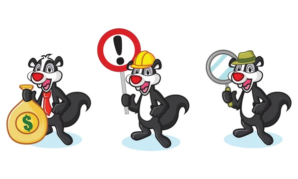 Negro Polecat Mascota con signo — Vector de stock