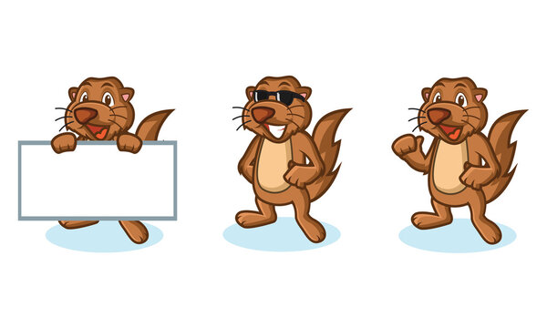 Brown Sea Otter Mascot happy