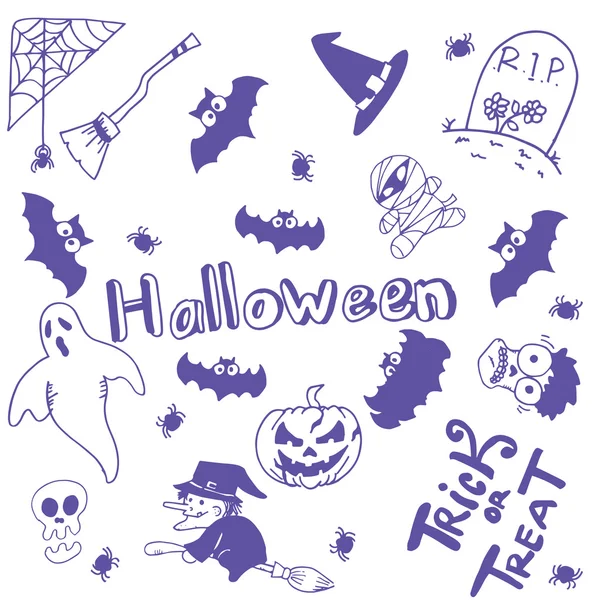 Halloween tecken doodle konst — Stock vektor