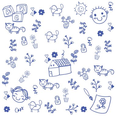 Doodle sanat yaprakları ve hayvan