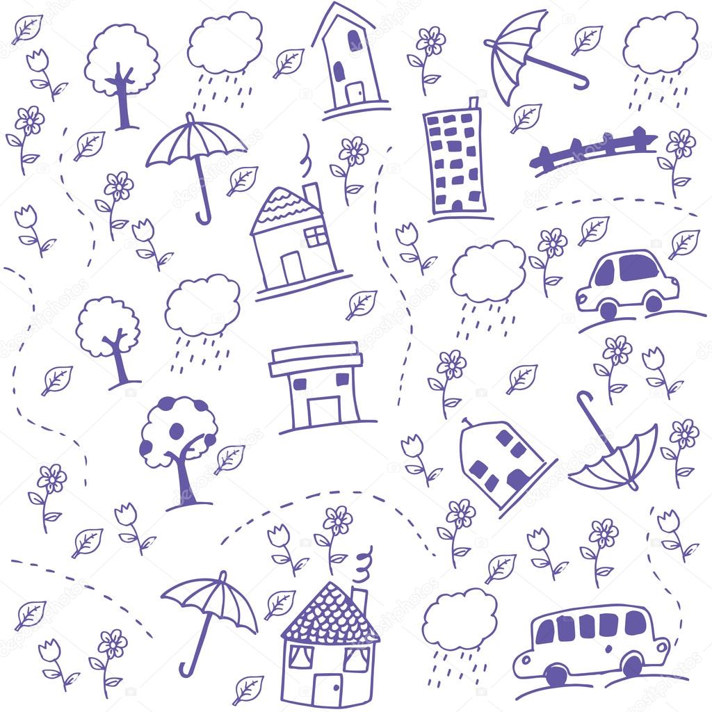 Funny Draw Kids Doodle Art Stock Vector Wongsalam77 109232016