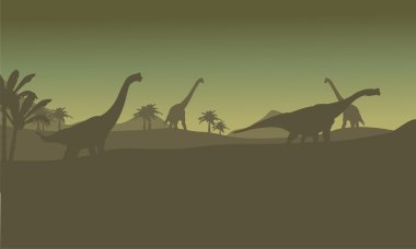 Birçok brachiosaurus Hills silüeti