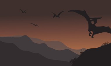 Pterodactyl sinek gece silüeti