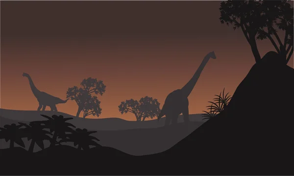 Brachiosaurus bei Nacht — Stockvektor