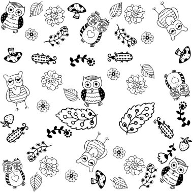 elle çizilmiş baykuş doodle sanat