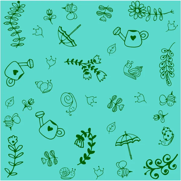 Groene tuin doodle kunst — Stockvector