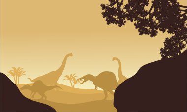 Brachiosaurus ve spinosaurus silüeti
