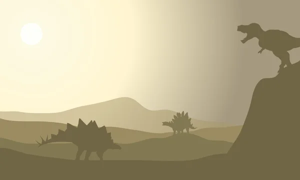 Silhouette von Stegosaurus in der Wüste — Stockvektor