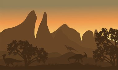 Parasaurolophus alanlarda silüeti