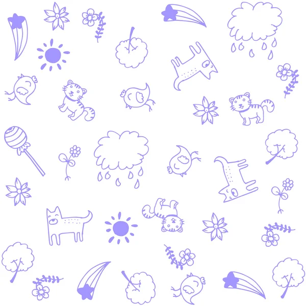 Animale pentru copii doodle art — Vector de stoc