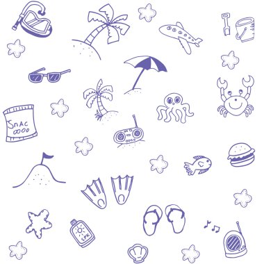 Plaj yaz doodle sanat