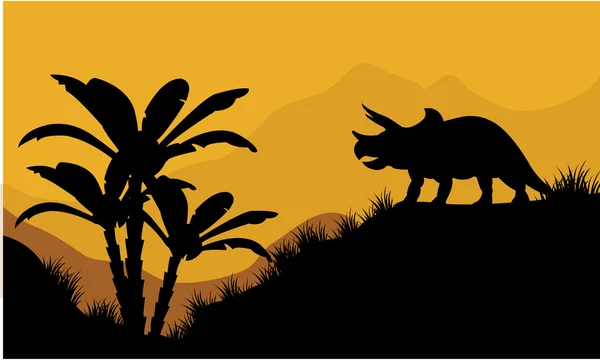 Pojedynczy triceratopsa w scenerii pól — Wektor stockowy