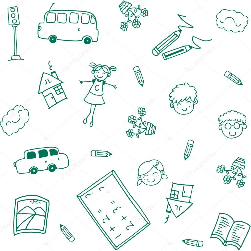 Happy Kids School Doodle Art Stock Vector Wongsalam77 110017380