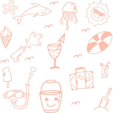 Simge kümesi yaz plaj doodle