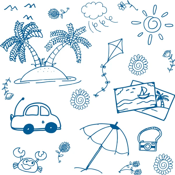 Lycklig semester sommar doodle — Stock vektor