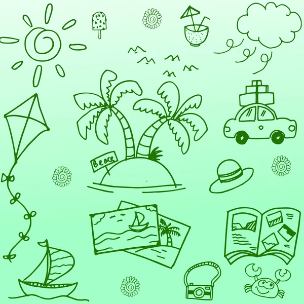 Joyeux vecteur de doodle de voyage — Image vectorielle