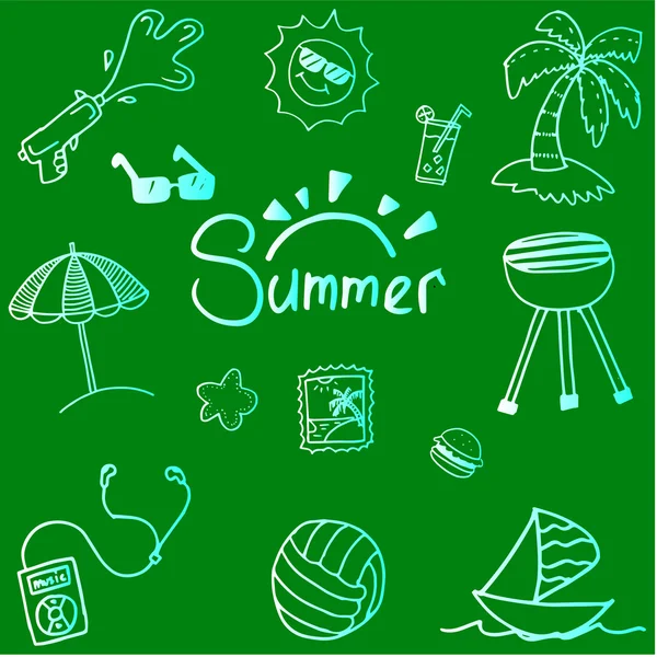 Sommer-Doodle-Vektorkunst — Stockvektor