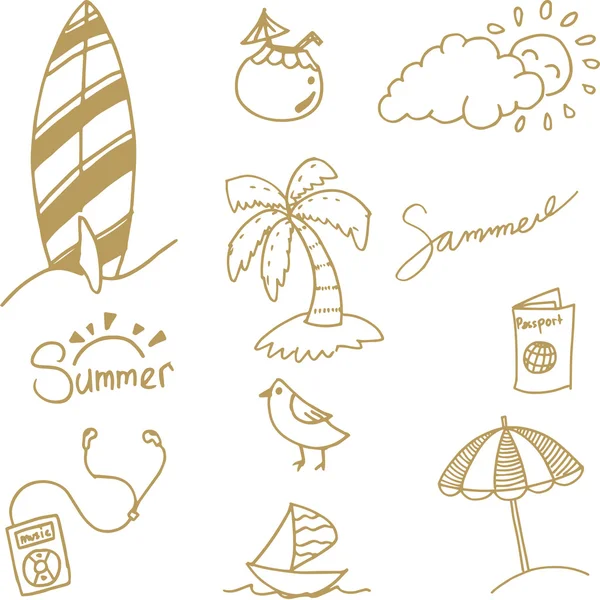 Einfacher Doodle-Sommer-Vektor — Stockvektor