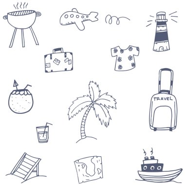 Seyahat etmek simge doodle ayarla