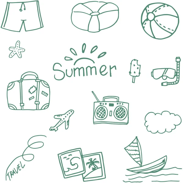Travel at summer doodle vector — Stock Vector