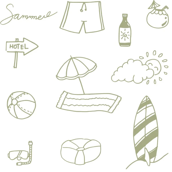 Picknickset Beach Doodle — Stockvektor