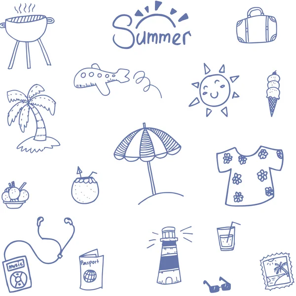 Doodle Sommer und Reise Urlaub — Stockvektor