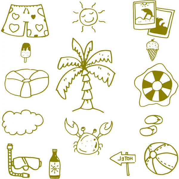 Seaside icon set doodle — Vector de stoc