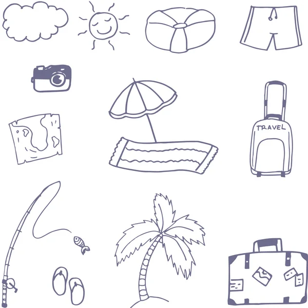 Semester i beach doodle — Stock vektor