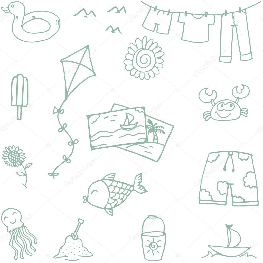 Jouets De Plage Doodle Pour Les Enfants Image Vectorielle