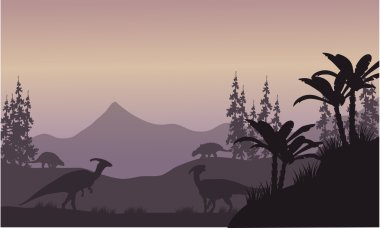 parasaurolophus hills sahne siluet
