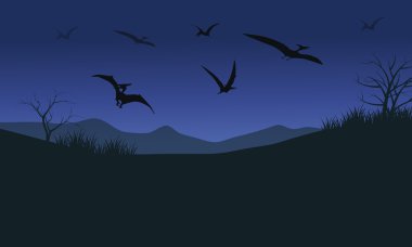 Pterodactyl gece silüeti