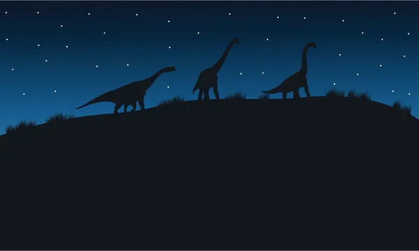 Silhouette de brachiosaure avec étoile — Image vectorielle