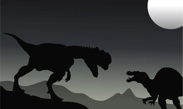 スピノサウルス、ディロフォサウルスのシルエット — ストックベクタ