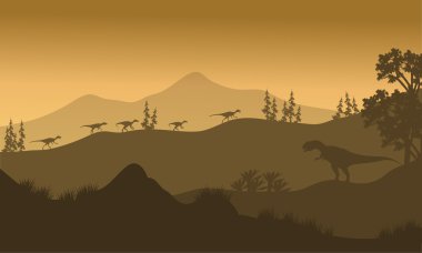 Eoraptor ve Allosaurus silüeti