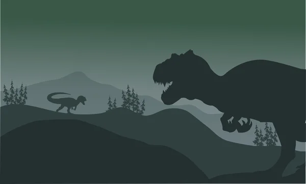 Allosaurus à la silhouette nocturne — Image vectorielle