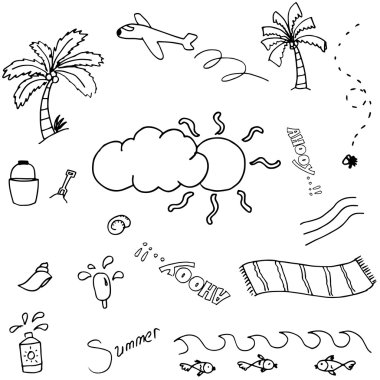 Vektör doodle yaz kümesi