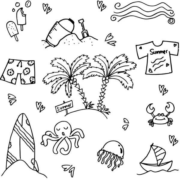 Seaside element av doodle — Stock vektor