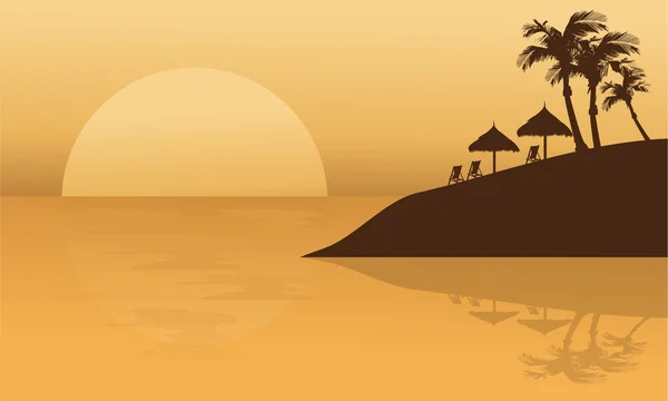 Vacanze estive in spiaggia silhouette — Vettoriale Stock
