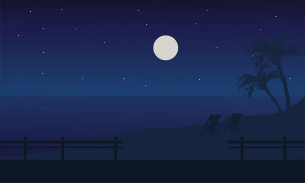 En la noche paisaje de playa vacaciones de verano — Vector de stock