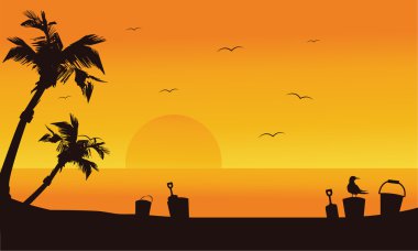 Kova ve kürek oyuncak yaz siluet