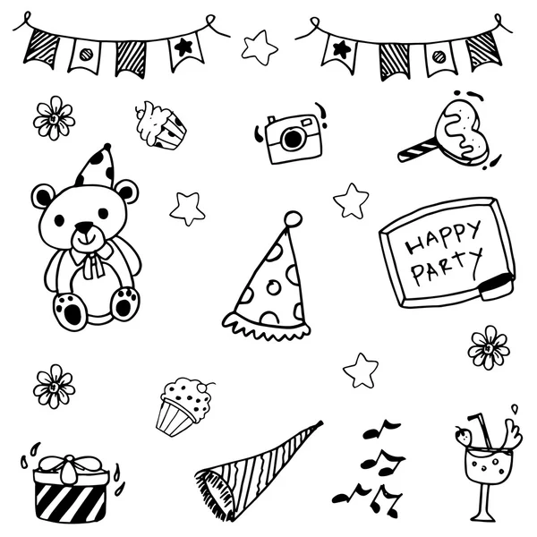 Cute doodle party vector art — Stock Vector