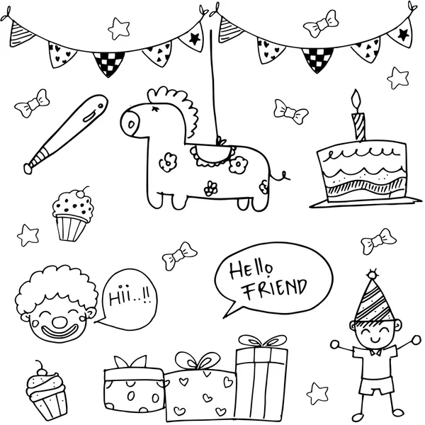 Γενέθλια doodle διανυσματική τέχνη — Διανυσματικό Αρχείο