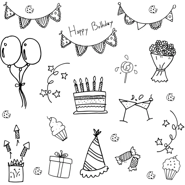 Doodle of birthday party hand draw — Stock Vector